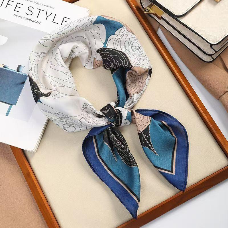 70cm Versatile Fashionable Mulberry Imitation Silk Scarf for Middle-Aged & Elderly - Summer Neck Protection