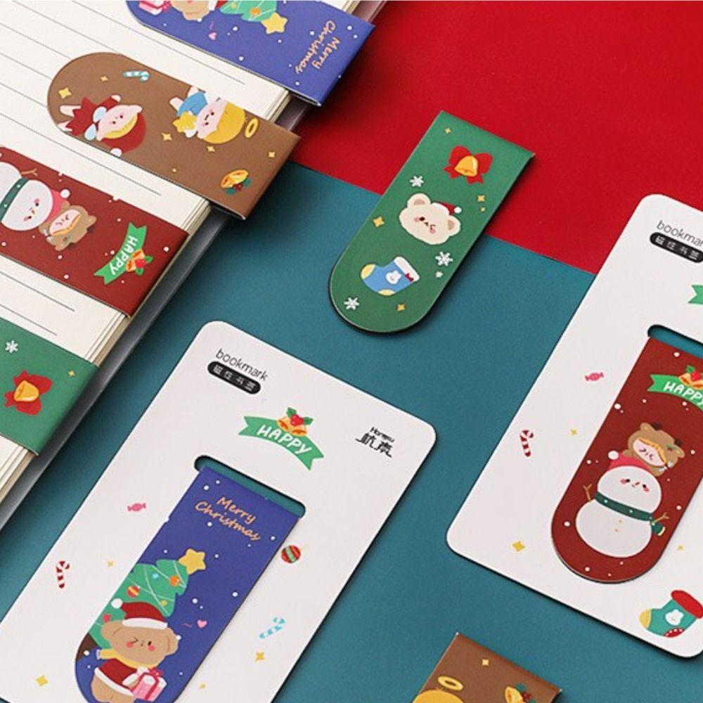 Stationery Christmas Gifts Magnetic Bookmarks Christmas Bookmarks Book Page Folder Reading Marker