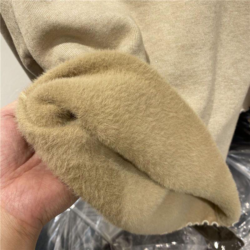 Solid Retro Plus Velvet Padded Knitted Bottoming Shirt Women Autumn Winter New Fashion Long Sleeved Tops Casual Pullover