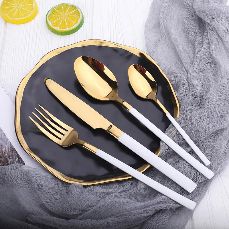 24Pcs Gold Dinnerware Stainless Steel Cutlery Set Knife Fork Tea Spoon Dinner Flatware Set Kitchen Silverware Tableware