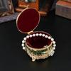 Pfauenrunde Schmuckschatulle Europäisch Retro Ohrringe Ohrringe Schmuckaufbewahrungsschachtel High-End Kreativ Gold Grün Schmuckschatulle