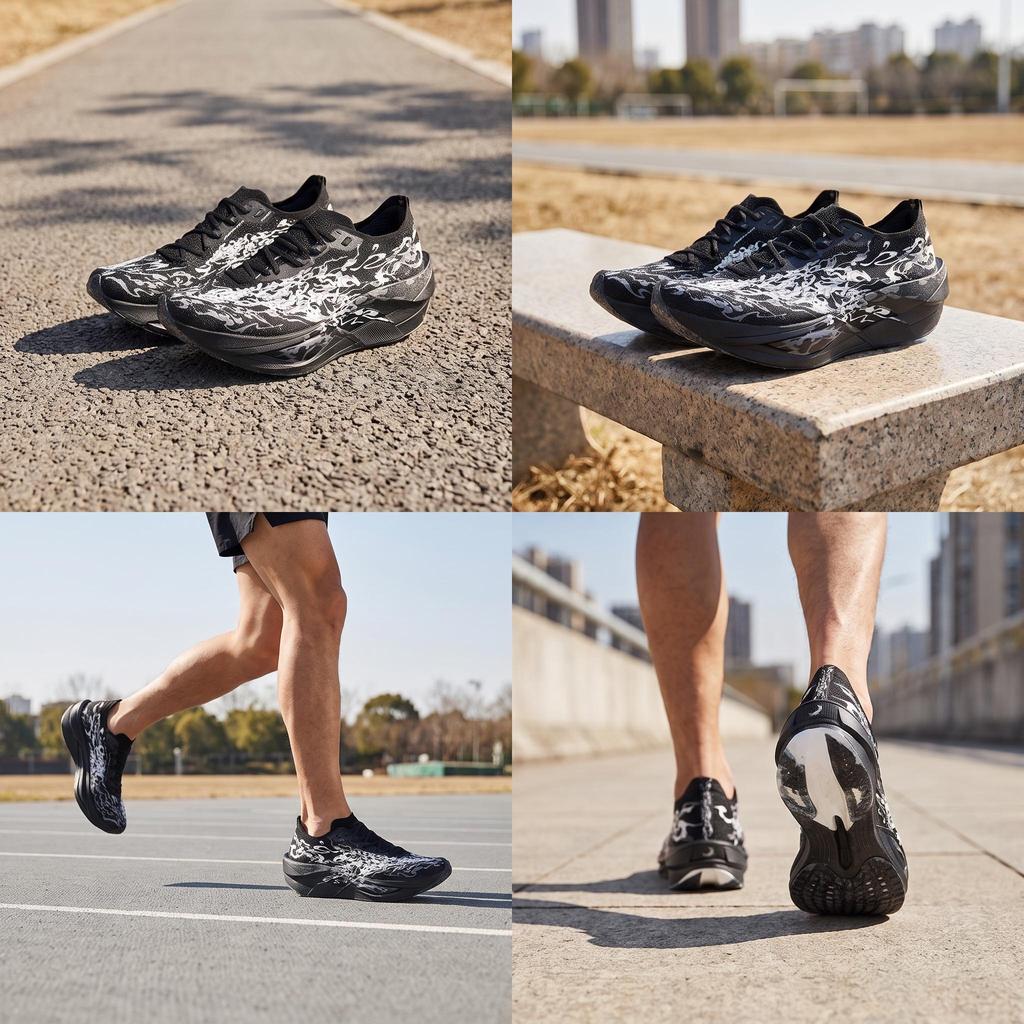 Anta C202 6.0 PRO Low top Carbon Plate Racing Running Shoes Men's Black White Gray 112535576-1