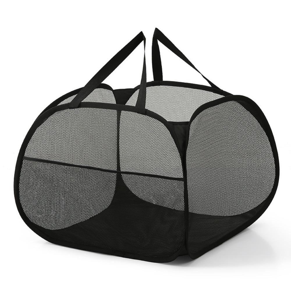 

Portable Collapsible Dirty Clothes Hamper Mesh Large Capacity Dirty Clothes Bin Ventilated Foldable Washing Basket Storage чёрный