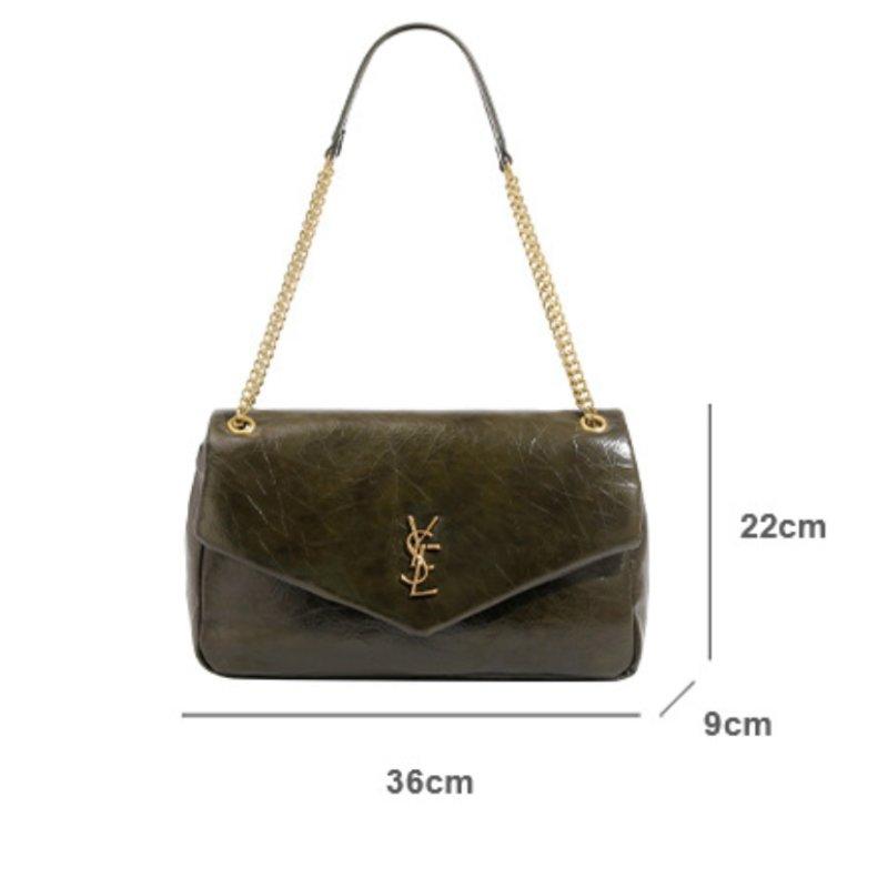 Fashion Envelope Tote Bag Chain Shoulder Bag Waxed Leather Crossbody PU Medium Size Magnetic Closure Multi Compartments