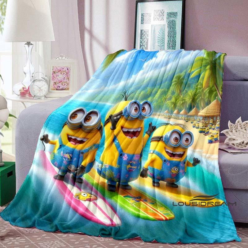 Kawaii (Minions) Cartoon Blanket with Big Eyes, Soft and Comfortable Flannel Blanket Suitable for Travel and Home Use.