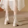 Martin Boots Small Short Boots Women's Boots Winter High Heels White Boots Thick Heel Square Head High Heel Women's Boots Skinny Boots
