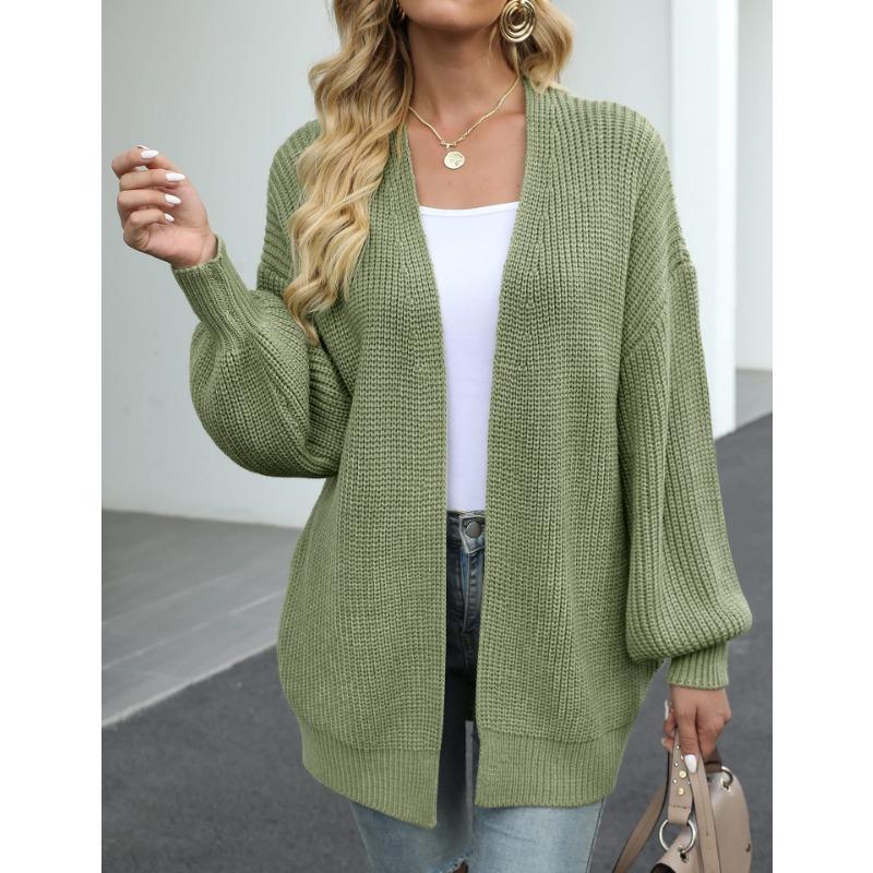 Fashion lantern sleeve women's sweater cardigan 2025 autumn and winter new unbuttoned sweater women's jacket thickened