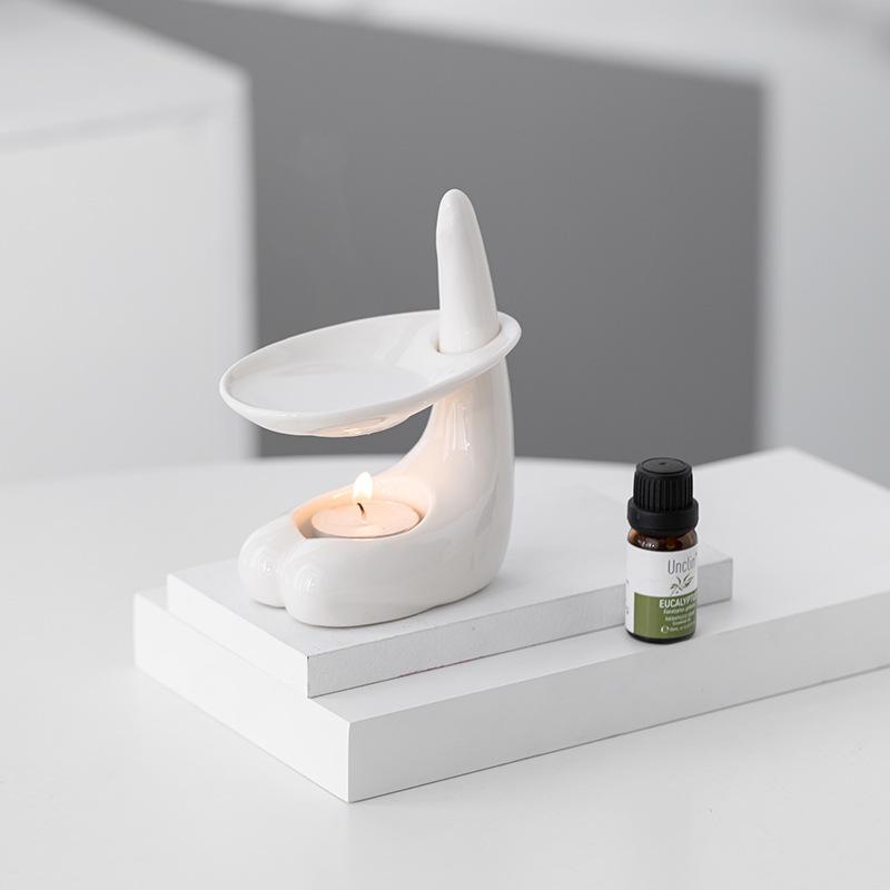 Kreative Kerzenständer, beruhigender ätherischer Öl-Aromatherapie-Diffusor, beheizter Weihrauch-Diffusor, weißer Keramik-Kerzenhalter, Heimdekoration