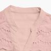 European Retro Sweet Hollow Lace Ruffle Sleeve Stand Collar Solid Color Women's Summer Shirt