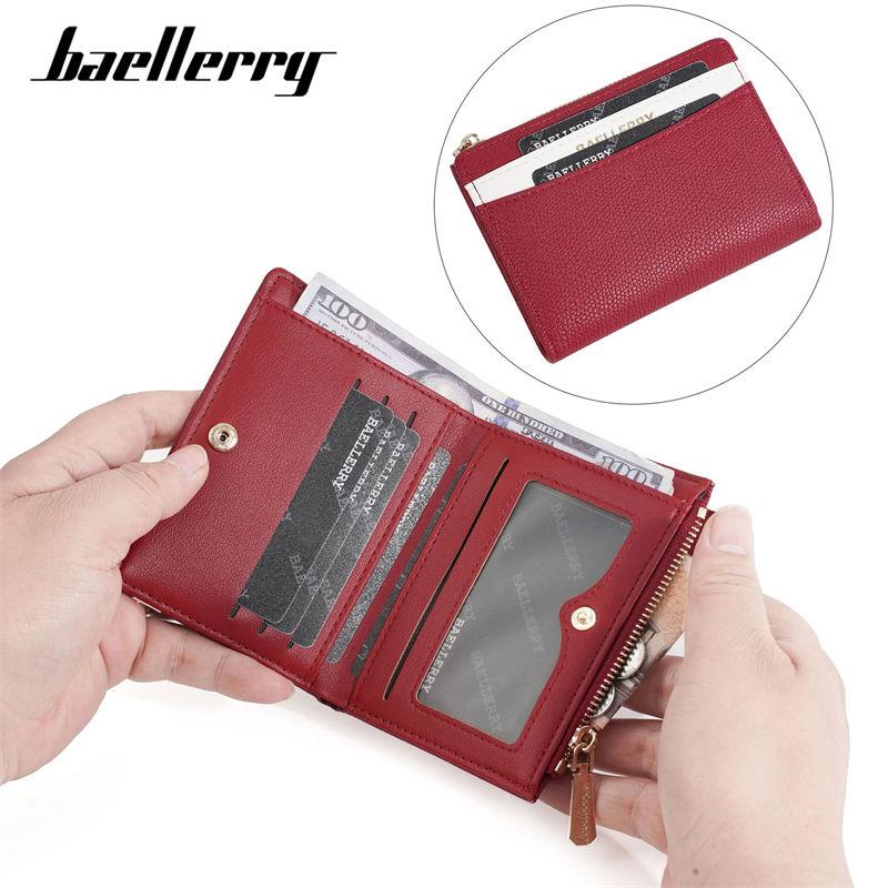 Baellerry Women Fashion Bi-fold Wallets Artificial Leather Hasp Zipper Coin Purse Card Holder