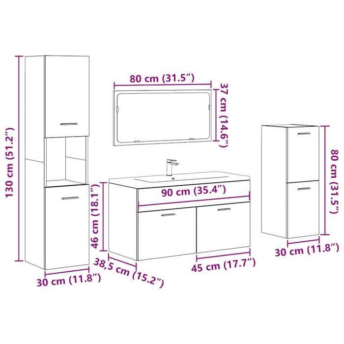 VidaXL Bathroom Furniture Set 4 Pcs Concrete Grey, Bathroom Cabinet, Bathroom Cupboard, Furniture 3324866