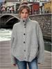 Autumn/Winter Women's Knit Cardigan with Stand-Up & Turn-Down Collar