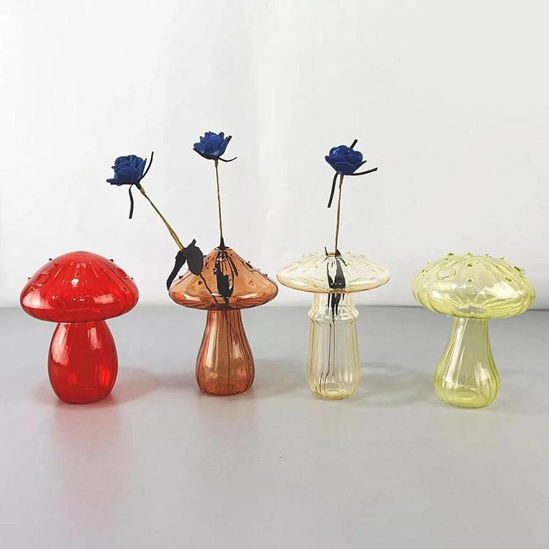Svampglasvas Kreativ växt Hydroponisk vas Hemkonst Transparent Aromaterapiflaska Liten vas Bord Blomdekoration