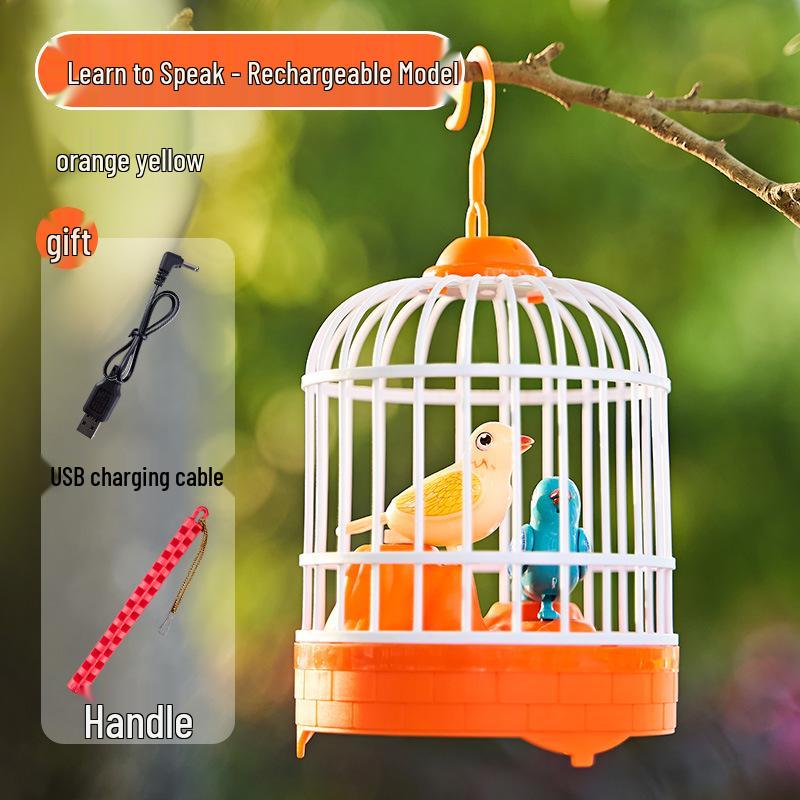 Voice-Controlled Talking Bird Toy with Simulated Birdcage, Repeats & Aids Speech for Kids Aged 1-3