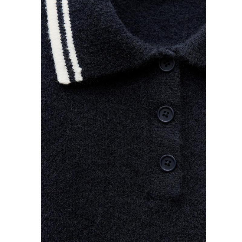 Fall and Winter New Women's Clothing Preppy Style Easiest for Match Comfortable Long Sleeve Polo Shirt Collar Knitting Sweater 3653122