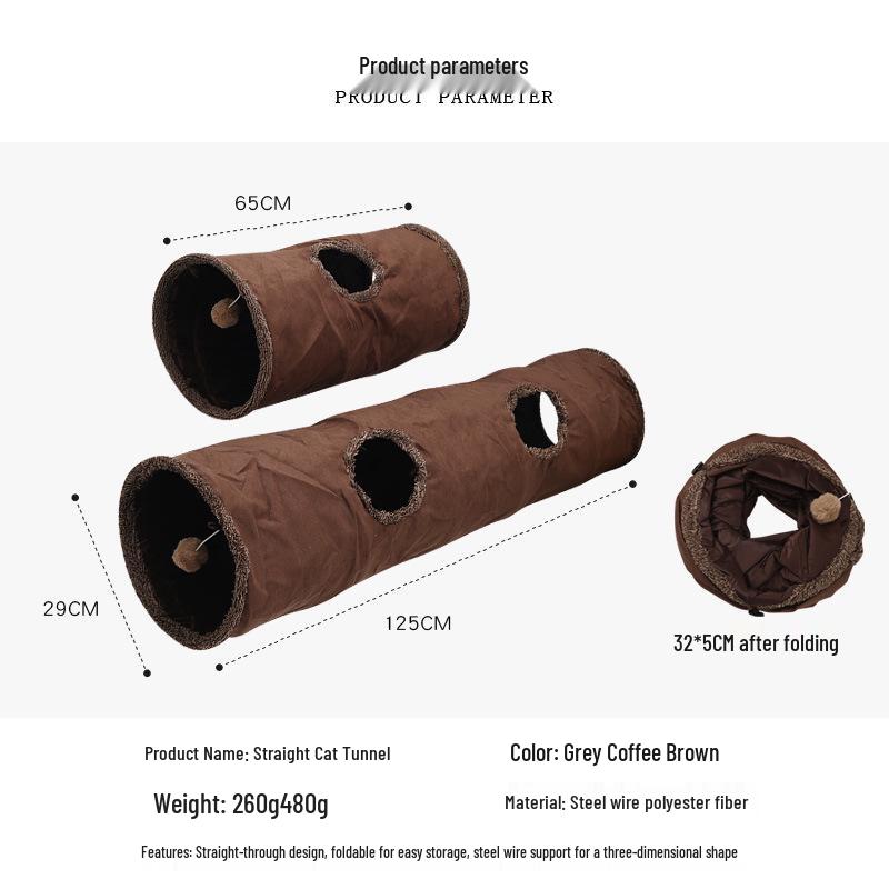 Foldable Suede Cat Tunnel Toy for Self-Play