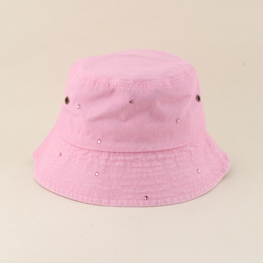 

New Fashion Rhinestone Fisherman Hat Women Vintage Washed Cotton Bucket Hats Girls Teen Sun Cap Outdoor Panama Gorros Bob Hat head 56-59cm розовый