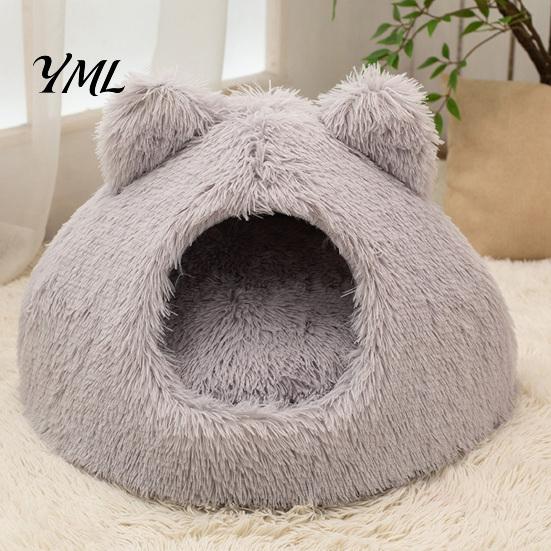 Warm Enclosed Hideaway for Indoor Cats Plush Cat Cave Bed, Hideaway, Fluffy Cozy Soft Pet Tent Burrow Bed Small Dogs Comfortable Nap Mat