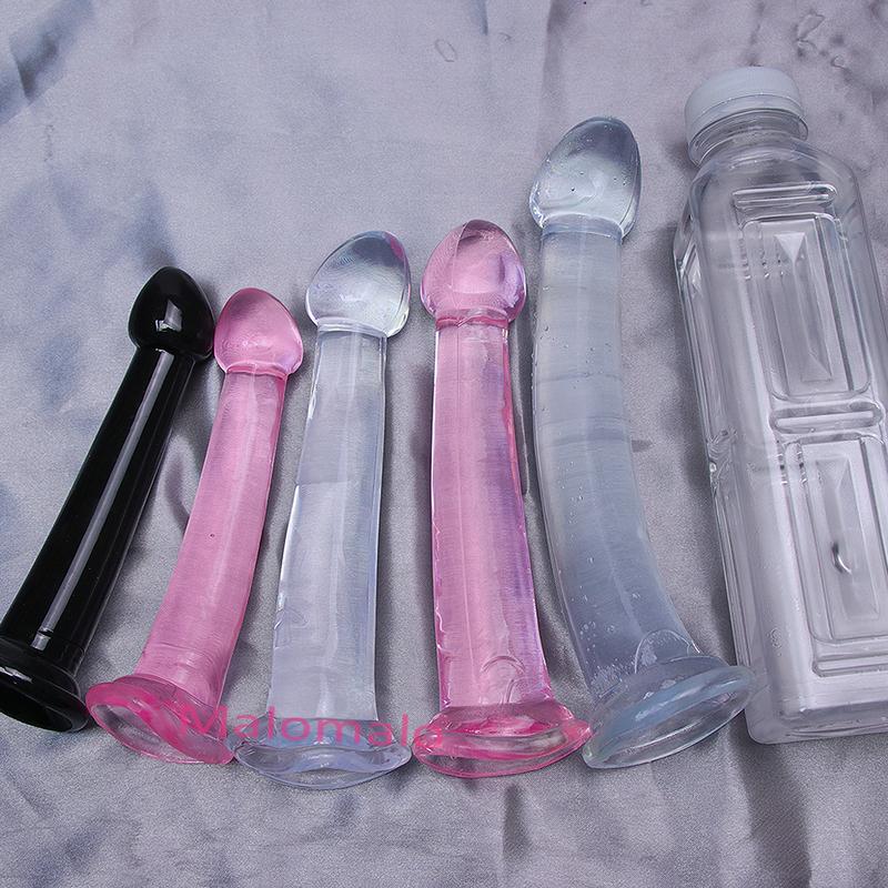 Cheap 4Sizes TPE Transparent Anal Plug Jelly Dildo Sex Toys for Man Woman Suction Cup Cock Vaginal Masturbation Soft Small Penis