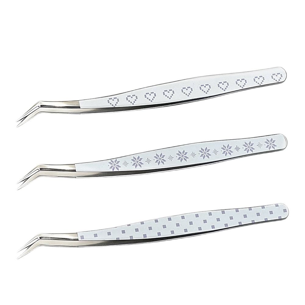 Metal Curved Stickers Tweezers Anti-static High Precision False Eyelash Tweezers Cartoon Eyelash Curler Miniature Scene Stickers