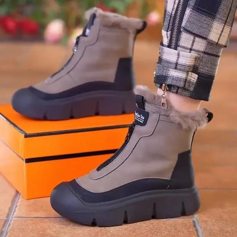 Fashion Women Shoes 2025 New Winter Thick Soled Snow Boots Women Plush Warm Non-slip New Cotton Boots Platform Casual Sport Ankle Boots