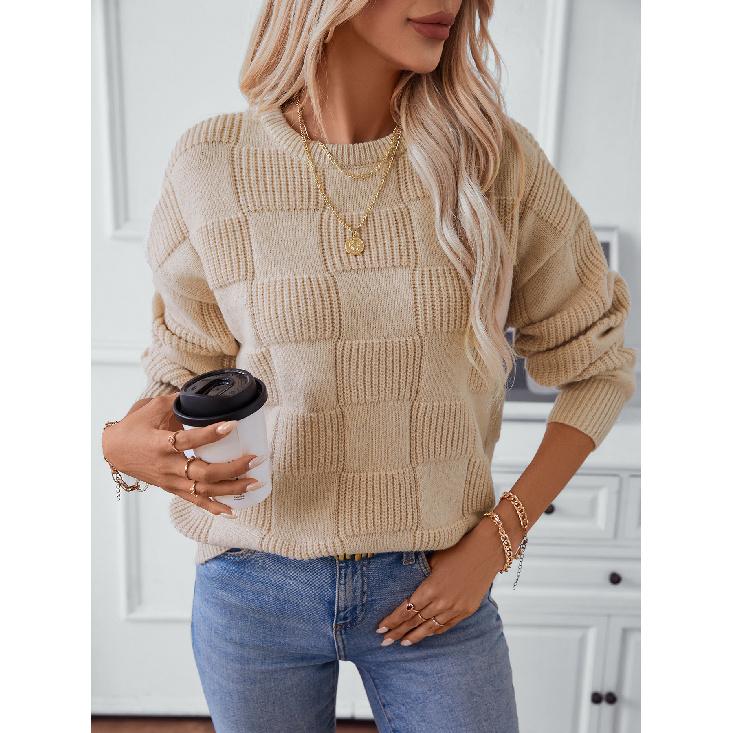 Rose Beauty A Leisure Pullover Sweater Women's Autumn and Winter New Loose Round Neck Sweater Top