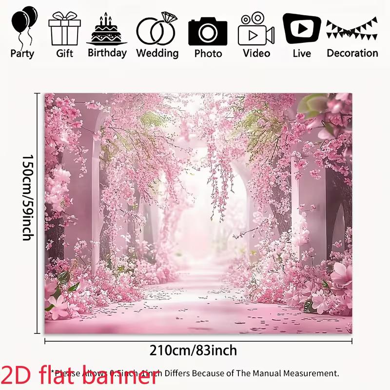 2D Sakura Flower Tunnel Backdrop Romantic Wedding Photography Background