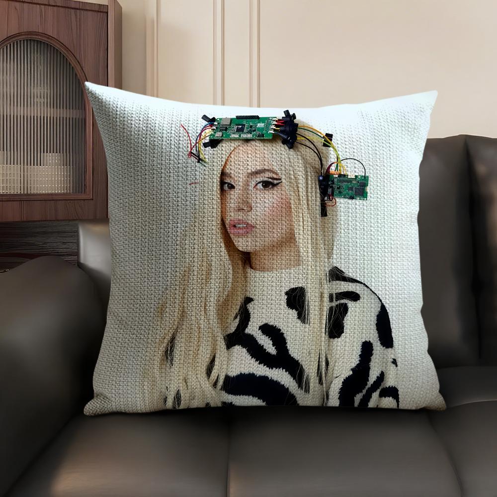 AAva MMax Pop Singer Cushion Cover Natural Linen Organic Fabric DoubleSided Printing Sofa Home Decor Gift Pillow Case