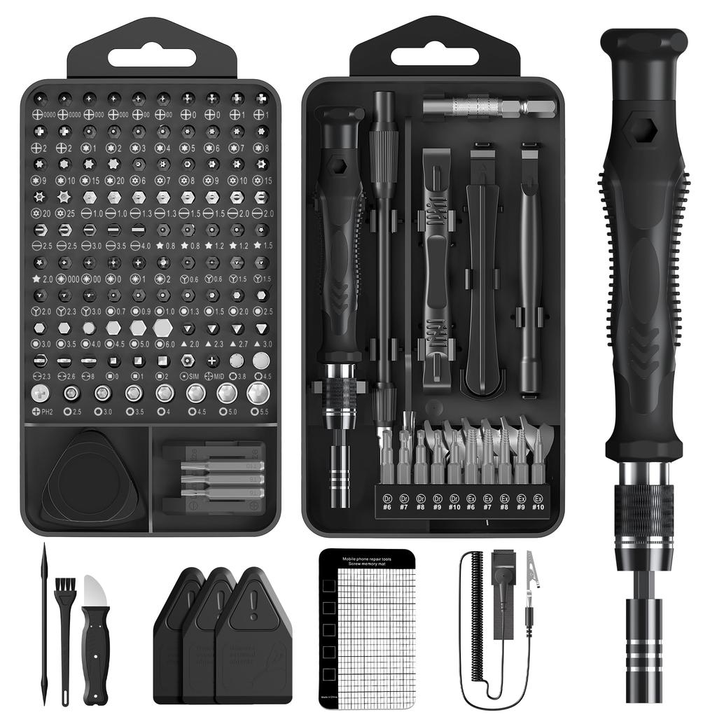 MOVMAO 2025 Precision Screwdriver 145 in 117 Special Tool Kit for DIY Repair Dedicated Case with Deep Black Set, 1, Bits, Torx, Magnetic, Non-Slip