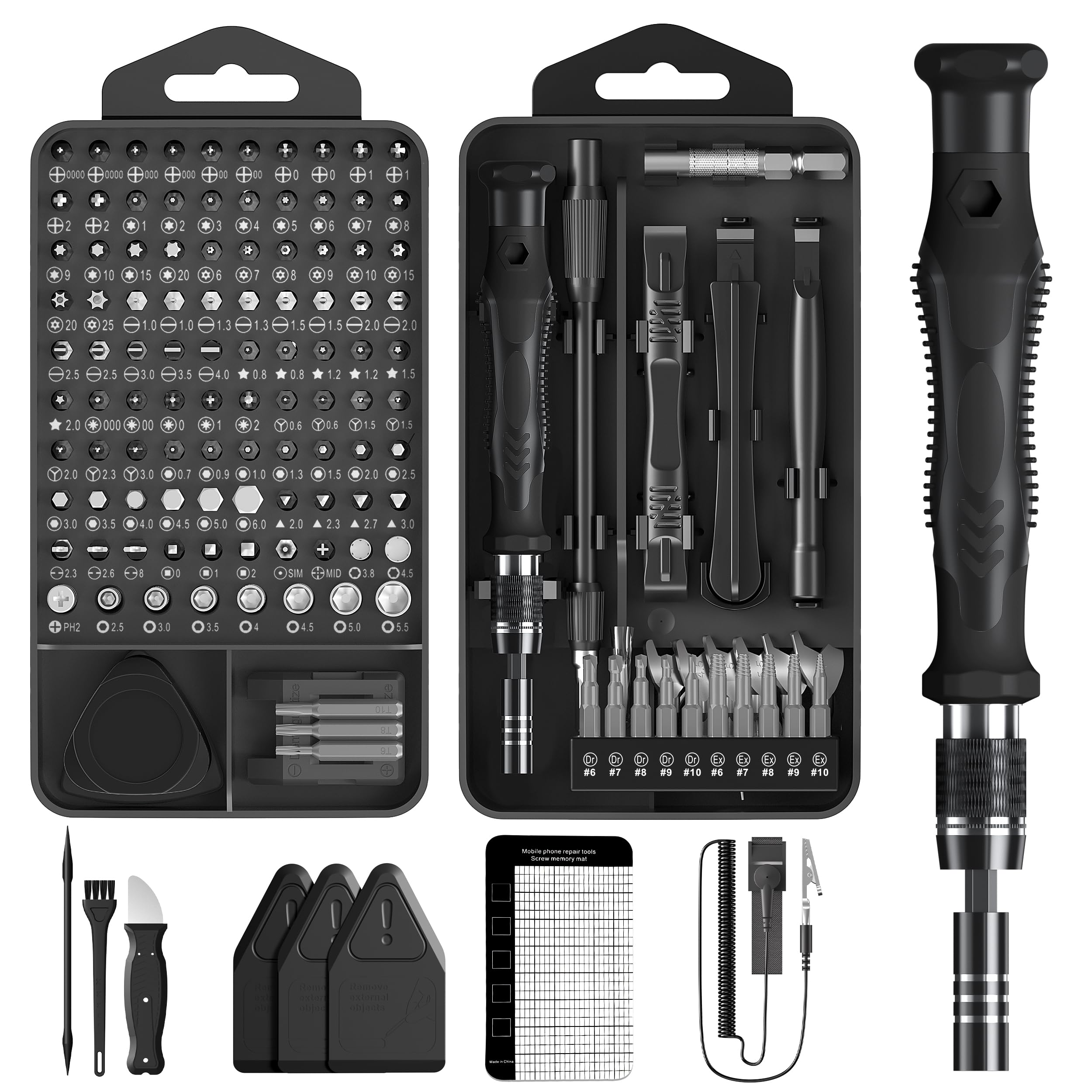 

MOVMAO 2025 Precision Screwdriver 145 in 117 Special Tool Kit for DIY Repair Dedicated Case with Deep Black Set, 1, Bits, Torx, Magnetic, Non-Slip