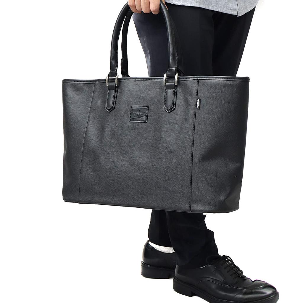 Large Capacity Tote A4 Lightweight [Ignition Original] Bag, Business, Commuting, Leather, Men's, Black, Size, (Saffiano Leather)