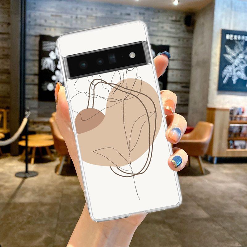 For Google Pixel 10 Pro Clear Phone Case Pixel 9 Pro XL Pixel 8 Pro 9A 8A 7A 7 6A 6 Pro Soft TPU Cover One Line Art