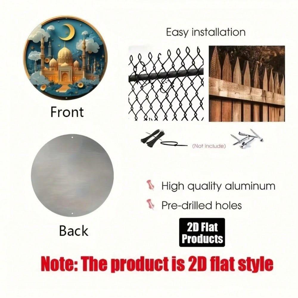 Tin Sign Eid Mubarak Islamic Wall Art Metal Poster Laser Cut Home Decor Living Room