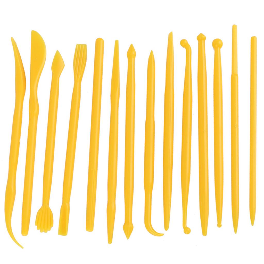 14Pcs DIY Plastic Clay Sculpting Set Pottery Shaper Polymer Modeling Hand Tool(yellow)