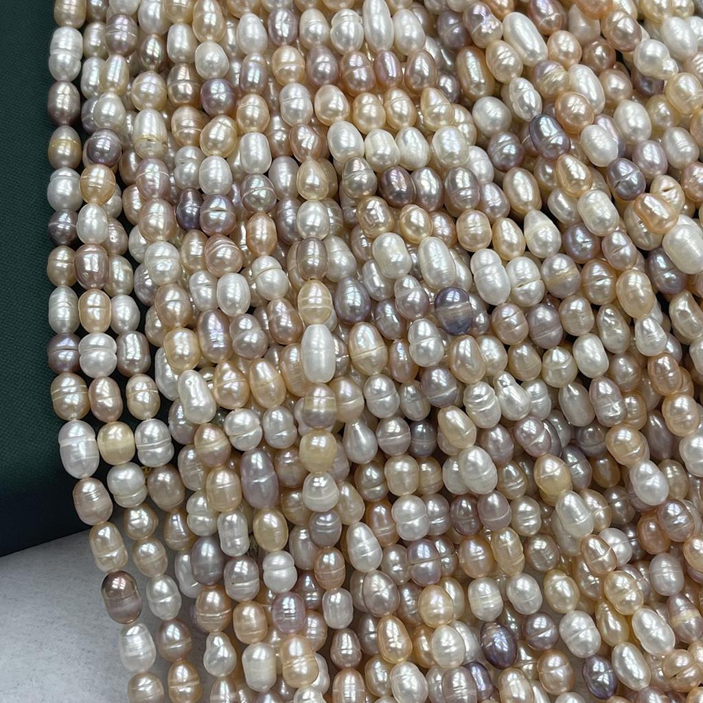 5-6mm Multicolor Rice Natural Freshwater Pearl Strand 36cm Loose Beads for DIY Necklace Jewelry Making