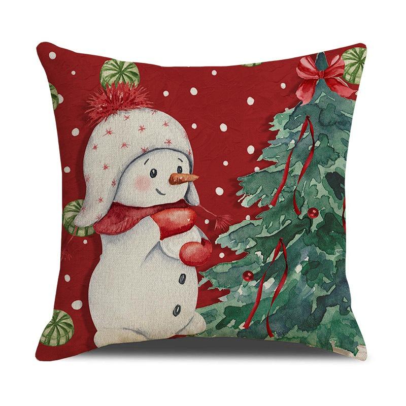 Christmas Home Decoration Pillow Cover Snowman Christmas Tree Printed Sofa Cushion Suite Room Decoration Friend Gift