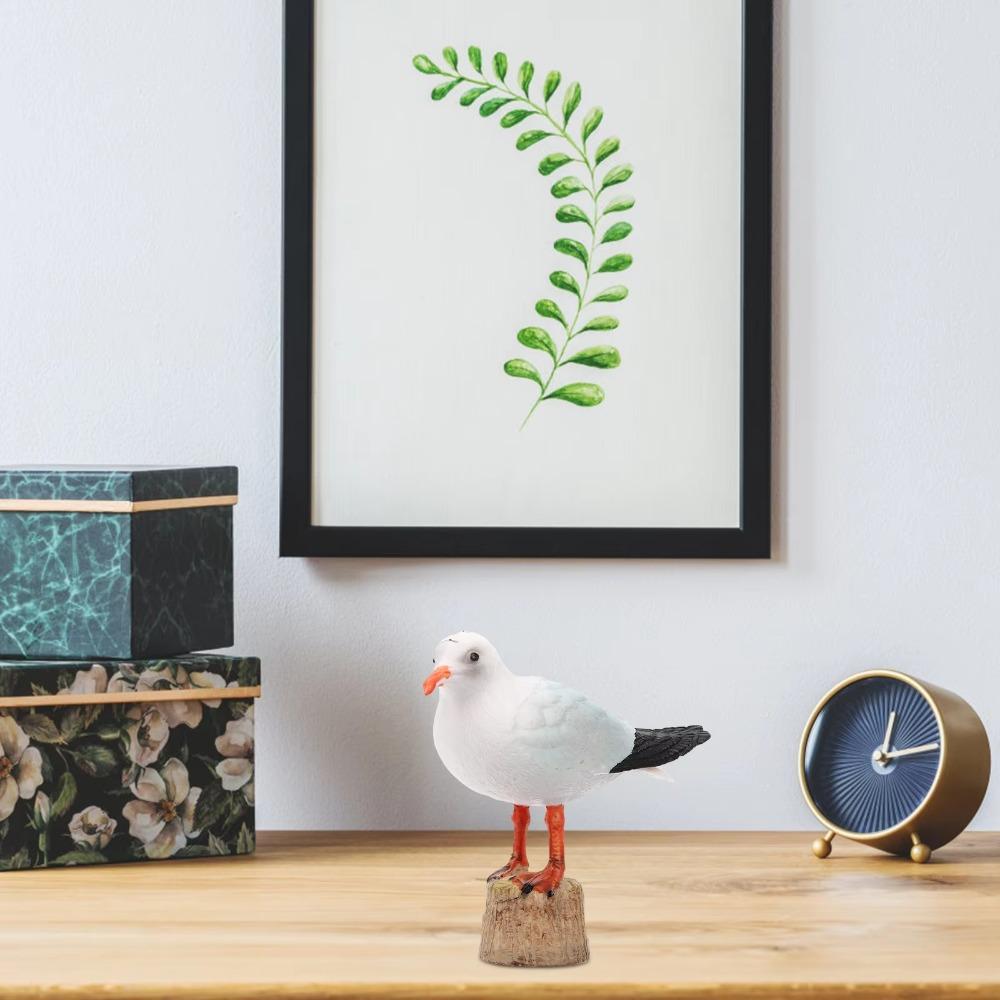 2 Pcs Unique Nautical Seagull Statue Handmade Simulation Seagull Sculpture  Home Decor