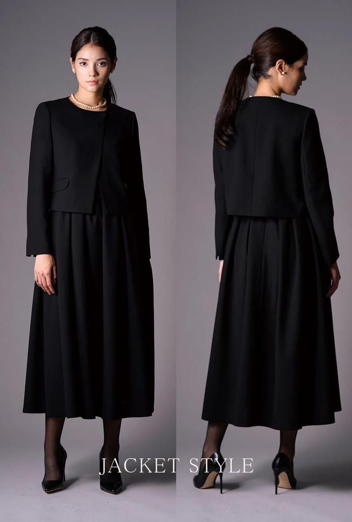 Lecqueur Black Formal Mourning Long or Midi Elastic Women's Dress, Washable, Length, Waist, One-Piece Suit, 5560003-12