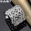 925 Sterling Silver Carving Love Crystal Open Ring Party Charm For Women Jewelry