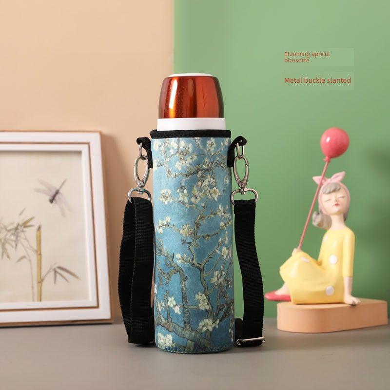 Baihui 500ml Large-Capacity Thermos Cup Cover for Adults, Portable Hand-Held Cross-Body Protective Cover, Anti-Fall