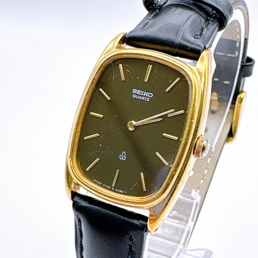 Working item SEIKO Men s Watch Quartz Black Dial Leather Strap