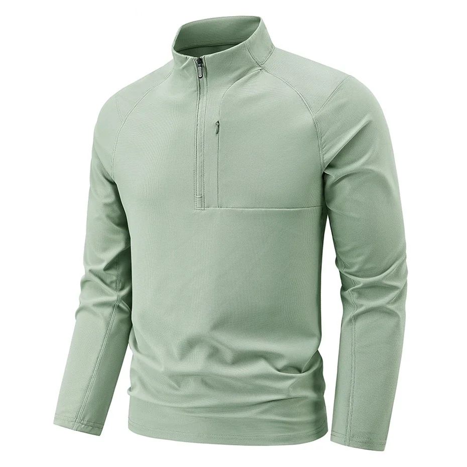 Quick Dry Men's Polo Shirt Stand Collar Pullover Male Long Sleeve Half Zipper Spring Big Size Plus Large Sport Golf