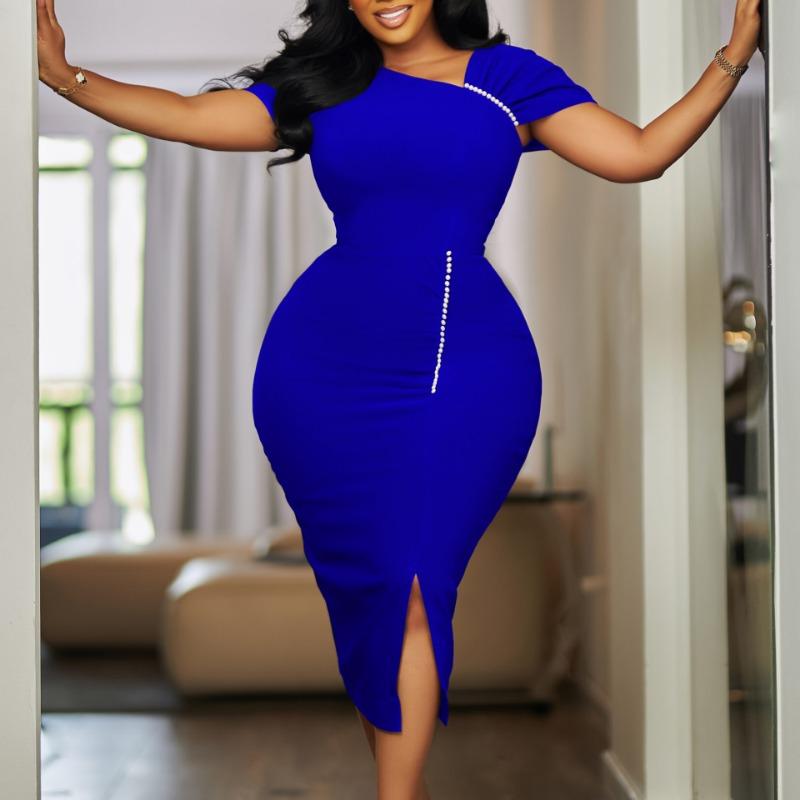 New temperament hip beads high waist Tongle pencil skirt African dress