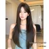 Korean Style Women's Long Layered Straight Wig - Gentle, Sweet, Face-Shaping Middle Part