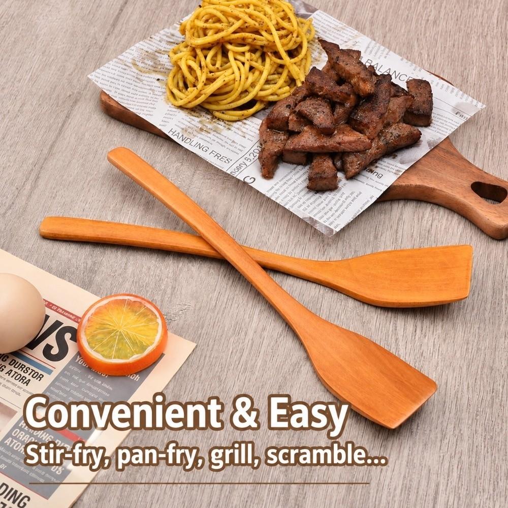 Long Handle Cooking Shovel Smooth Surface Grilling Spatula Portable Wooden Spatula Barbecue Grill