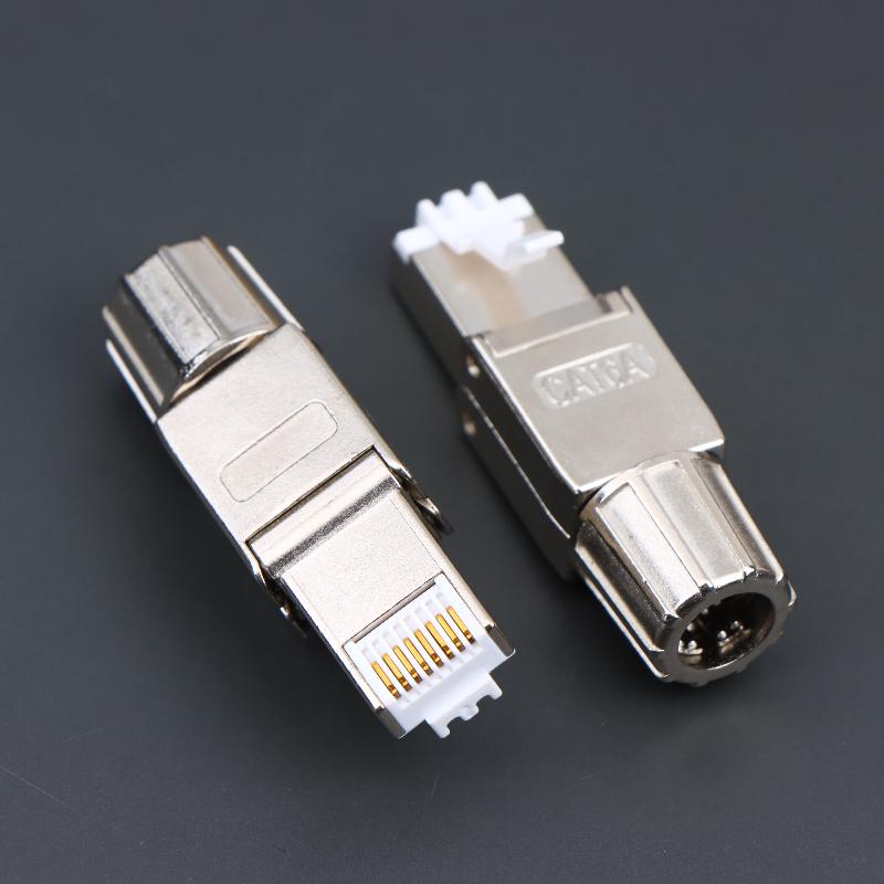 1Pc Cat7 Cat6A Cat8 Rj45 Connector Tool-Free Zinc Alloy Shielded Ethernet Termination Plugs