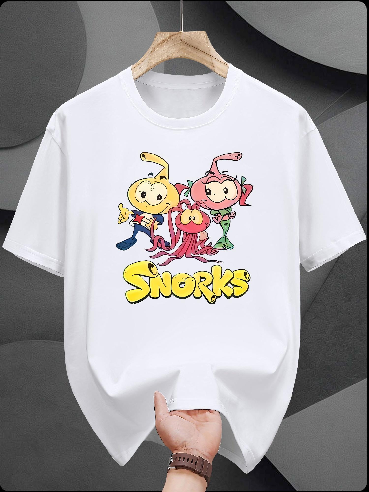 

Casual Short Sleeve T-shirt with Snorks Cartoon Print - Black M