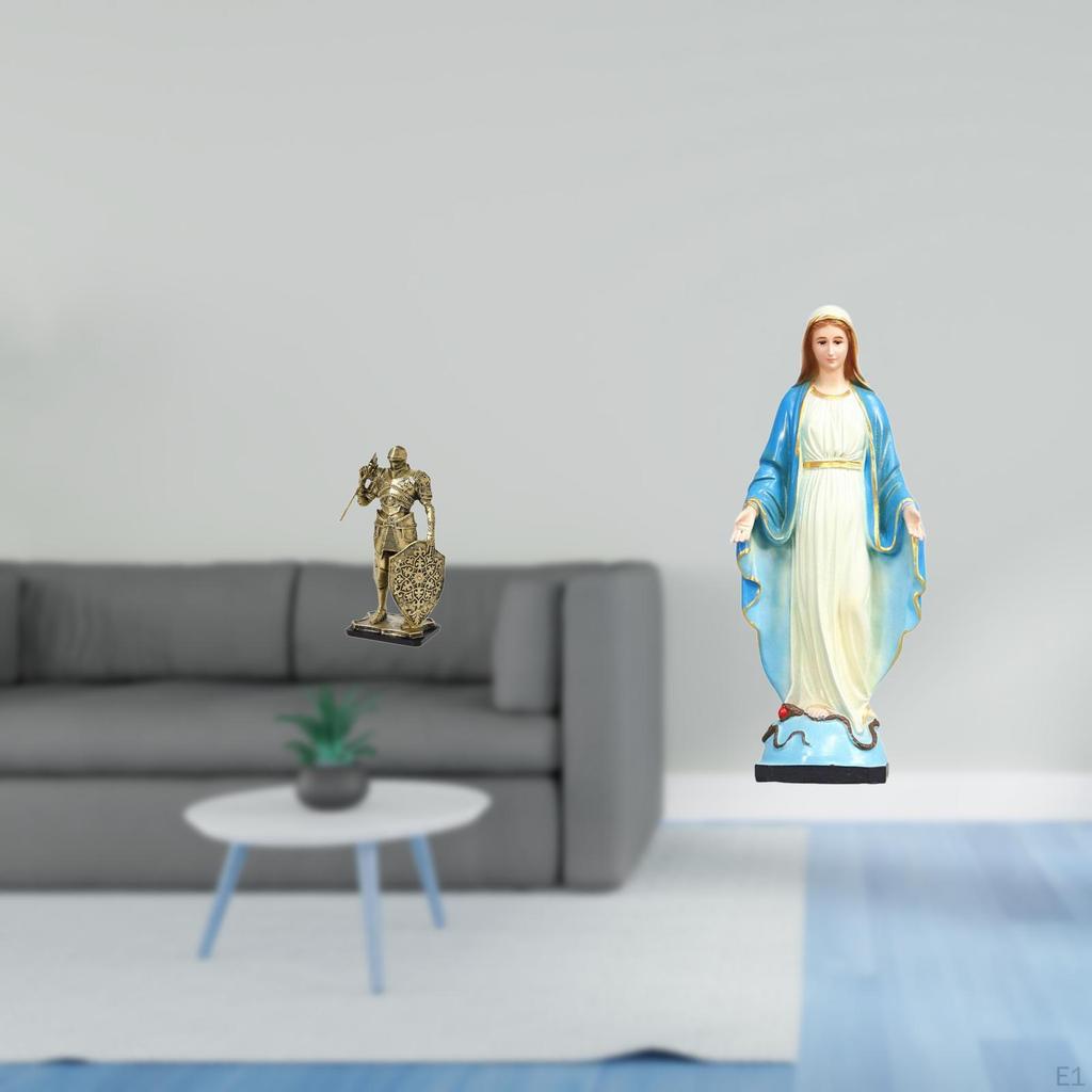 Graceful Knight Lady Resin Sculpture Abstract Nordic Art Mary Religious Figurine for Desk Cabinet