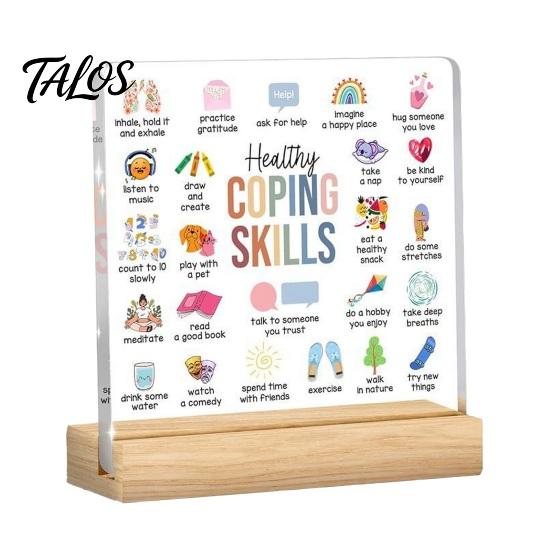 Wooden Base Table Ornament Motivational Mental Health Desktop Decoration, Acrylic Sign with Stand, Inspirational Desk Office Decor, for Therapy