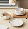 Elegant Ceramic Cup and Saucer Set for Tea Coffee White Large
